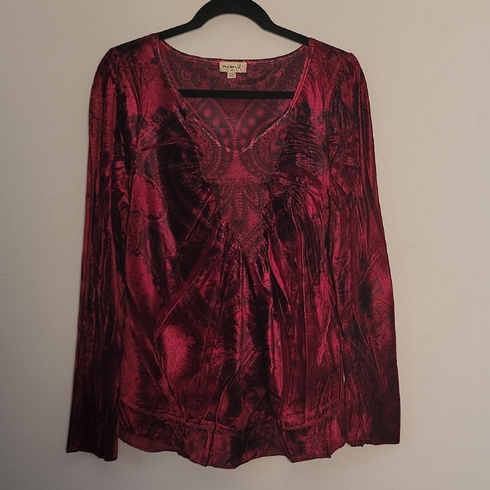 One World Crushed Velvet Top Sz L Whimsigoth Vamp Grunge